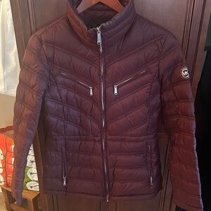 Michael Kors Women's Deep Burgundy Puffer Coat